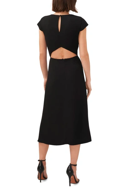 Shop Halogen V-neck Cutout Midi Dress In Rich Black