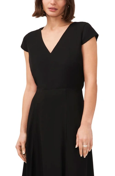 Shop Halogen V-neck Cutout Midi Dress In Rich Black