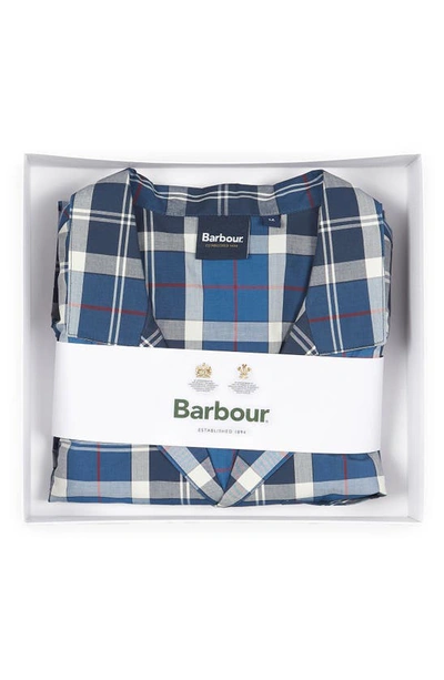 Shop Barbour Carlisle Plaid Woven Cotton Pajamas In Summer Navy Tartan
