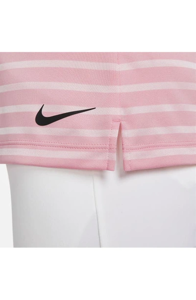 Shop Nike Victory Dri-fit Stripe Polo In Medium Soft Pink/ Black