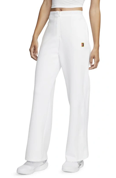 Shop Nike Court Dri-fit Heritage Wide Leg Pants In White