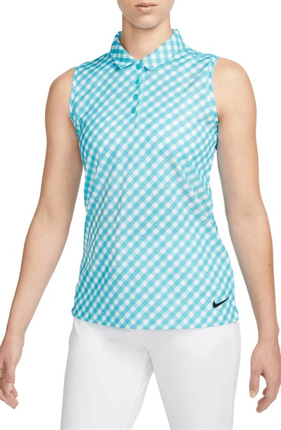 Shop Nike Victory Dri-fit Sleeveless Polo In Baltic Blue/ Black