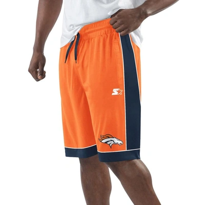 Shop Starter Royal Denver Broncos Throwback Fan Favorite Shorts In Orange