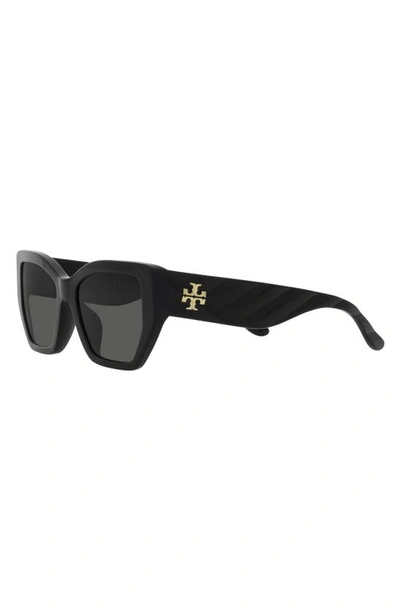 Shop Tory Burch 53mm Rectangular Sunglasses In Black