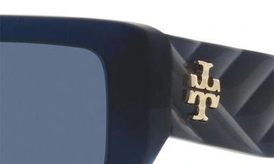 Shop Tory Burch 53mm Rectangular Sunglasses In Navy