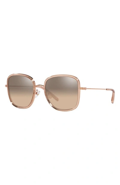 Shop Tory Burch 53mm Square Sunglasses In Trans Peach