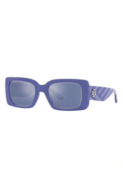 Shop Tory Burch 51mm Rectangular Sunglasses In Light Blue