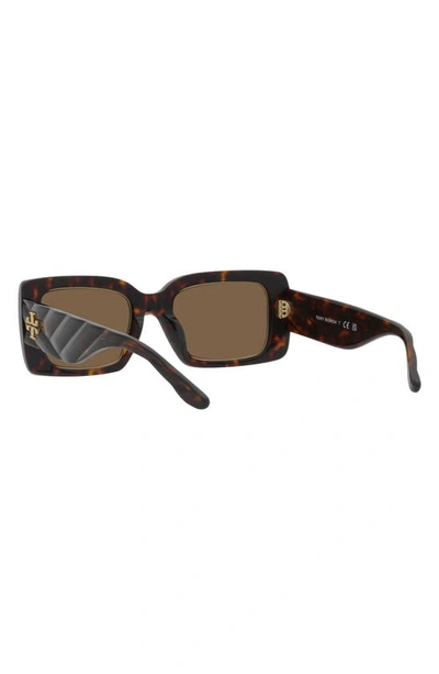 Shop Tory Burch 51mm Rectangular Sunglasses In Dk Tort