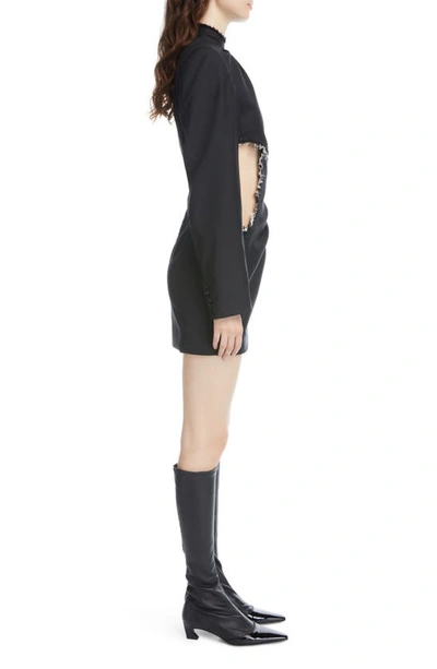 Shop Acne Studios Dormi Pinstripe Wool Jacquard Minidress In Black