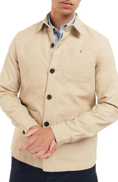Shop Barbour Riva Stretch Cotton Button-up Overshirt In Trench