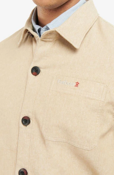 Shop Barbour Riva Stretch Cotton Button-up Overshirt In Trench