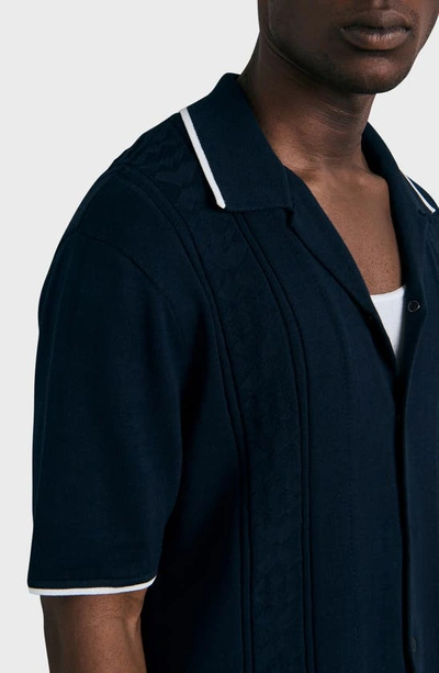 Shop Rag & Bone Archer Short Sleeve Button-up Camp Shirt In Navy