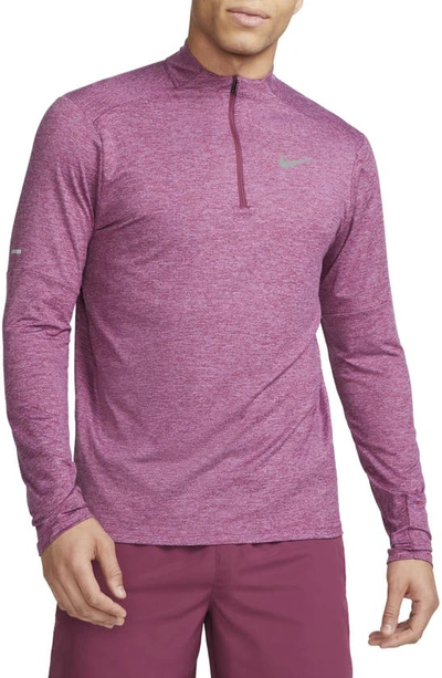 Shop Nike Dri-fit Element Half Zip Running Pullover In Rosewood/ Rush Fuchsia