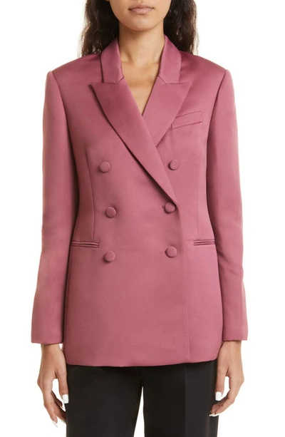 Shop Ted Baker Seraph Double Breasted Satin Blazer In Purple