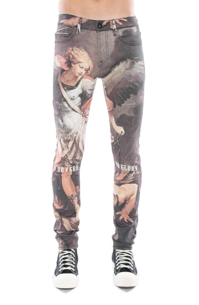 Shop Cult Of Individuality Punk Graphic Super Skinny Jeans In Grey Multi