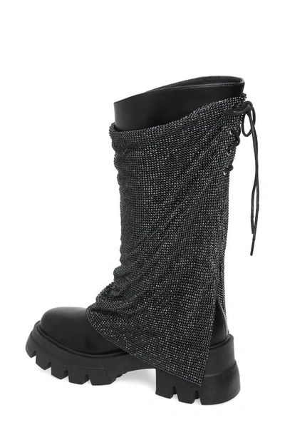 Shop Azalea Wang Bloomfield Crystal Chainmail Boot In Black