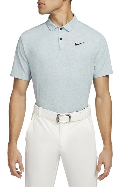 Shop Nike Dri-fit Heathered Golf Polo In Mineral Teal/ Black