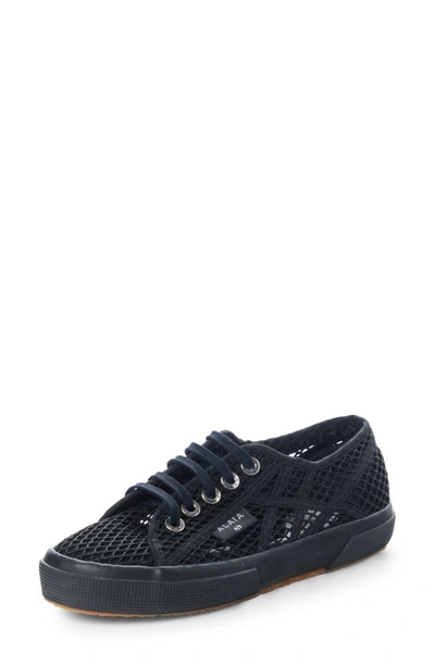 Shop Alaïa X Superga Fishnet Lace-up Sneaker In Noir