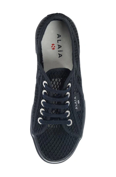 Shop Alaïa X Superga Fishnet Lace-up Sneaker In Noir