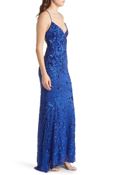 Shop Lulus Photo Finish Sequin High-low Maxi Dress In Royal Blue