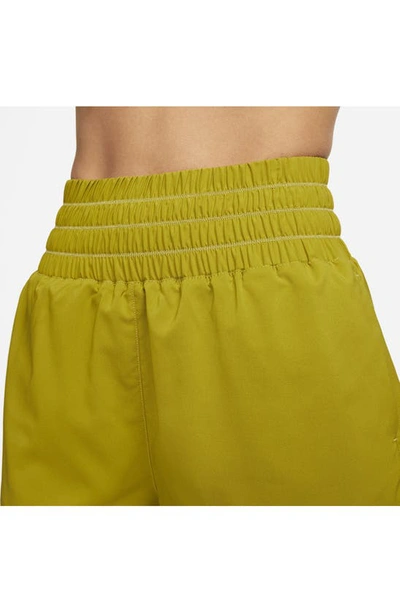 Shop Nike Dri-fit Ultrahigh Waist 3-inch Brief Lined Shorts In Moss