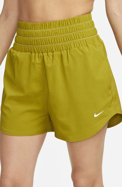 Shop Nike Dri-fit Ultrahigh Waist 3-inch Brief Lined Shorts In Moss