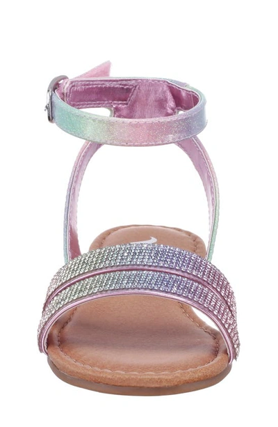 Shop Nina Kids' Cameena Ankle Strap Sandal In Pastel Rainbow Coated Glt