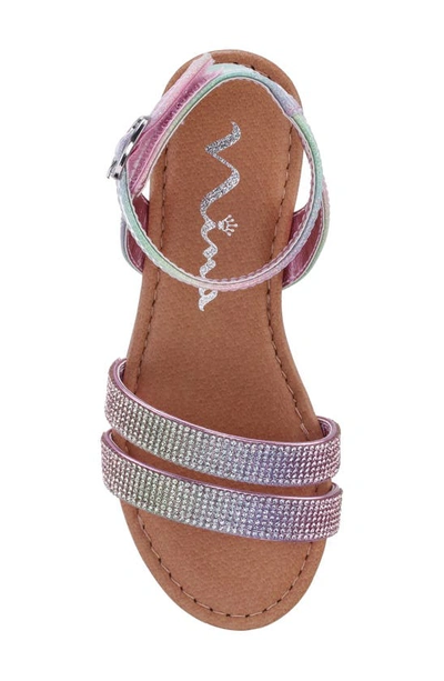 Nina Kids' Cameena Ankle Strap Sandal In Pastel Rainbow Coated Glt