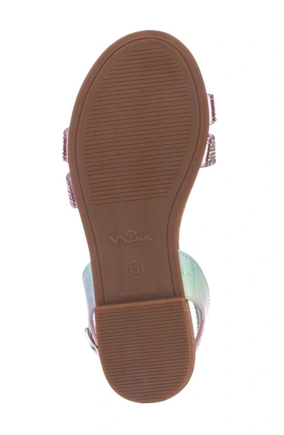 Nina Kids' Cameena Ankle Strap Sandal In Pastel Rainbow Coated Glt