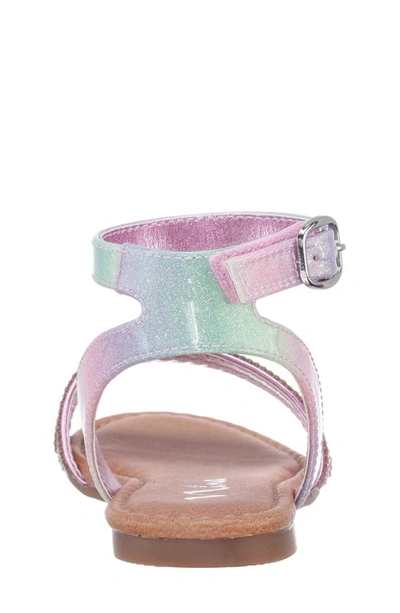 Nina Kids' Cameena Ankle Strap Sandal In Pastel Rainbow Coated Glt