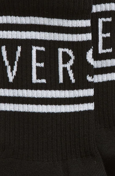 Shop Versace Kids' Logo Crew Socks In Nero Bianco