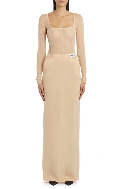 Shop Dolce & Gabbana Silk Stretch Georgette Skirt In Light Pink