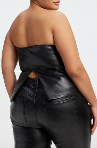 Shop Good American Faux Leather Tube Top In Black001