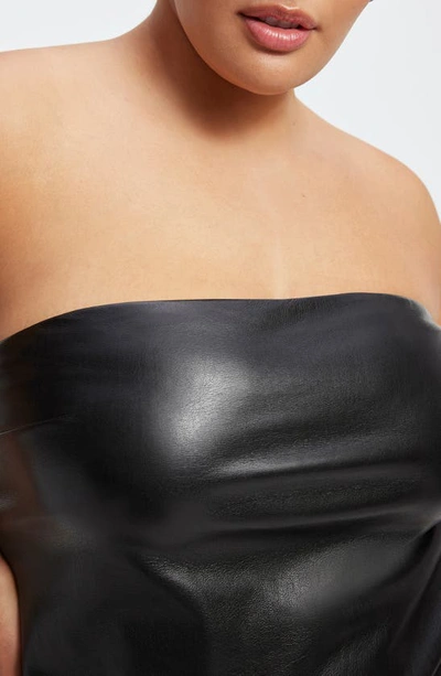 Shop Good American Faux Leather Tube Top In Black001
