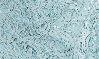 Alex Evenings Ruffle Sequin Lace Gown In Aqua