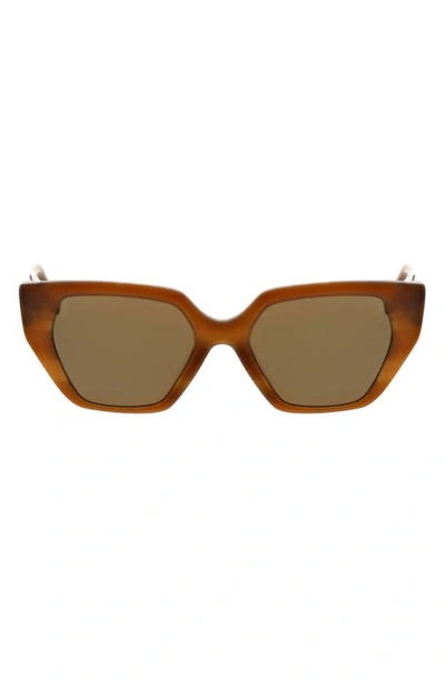 Shop Oscar De La Renta 51mm Square Cat Eye Sunglasses In Brown Striated