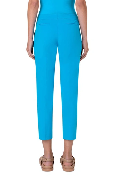 Shop Akris Punto Frankie Stretch Cotton Gabardine Pants In Turquoise
