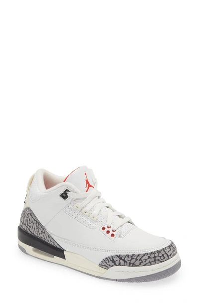Shop Jordan Kids' Air  3 Retro Sneaker In Summit White/ Fire Red
