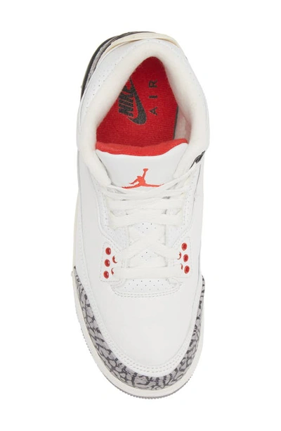 Shop Jordan Kids' Air  3 Retro Sneaker In Summit White/ Fire Red