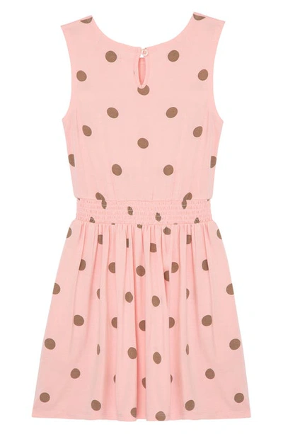 Shop Peek Aren't You Curious Kids' Polka Dot Sleeveless Smock Waist Dress In Light Pink