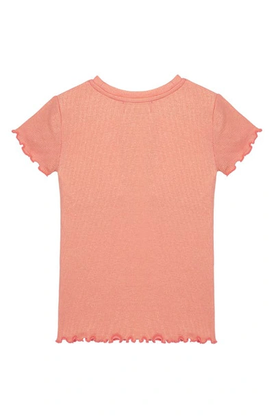 Shop Peek Aren't You Curious Kids' Lara Metallic Stretch Cotton Top In Light Peach