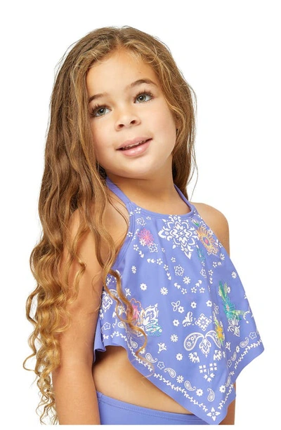 Shop Peek Aren't You Curious Kids' Floral Print Two-piece Swimsuit In Blue