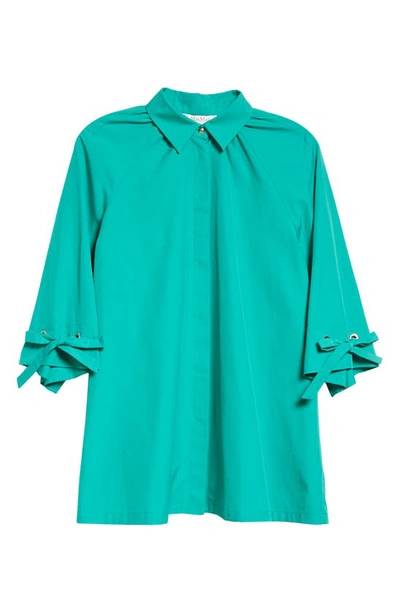 Shop Max Mara Gigi Threaded Cuff Cotton Button-up Shirt In Pastel Green
