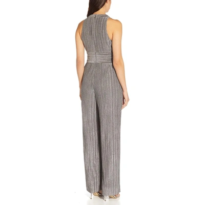 Shop Adrianna Papell Womens Metallic Pleated Jumpsuit In Multi
