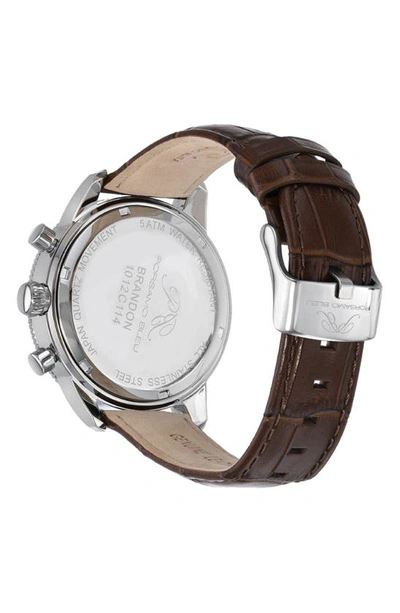 Shop Porsamo Bleu Brandon Leather Strap Chronograph, 44mm In Black-cognac