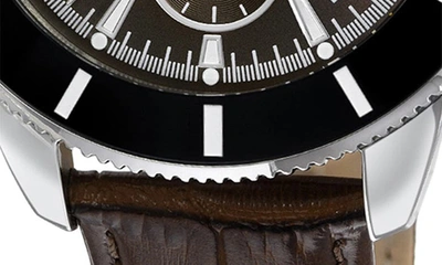Porsamo Bleu Brandon Leather Strap Chronograph, 44mm In Black-cognac