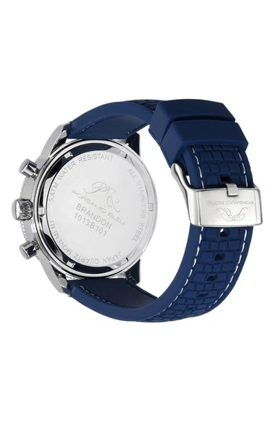 Porsamo Bleu Brandon Silicone Strap Chronograph, 44mm In Blue
