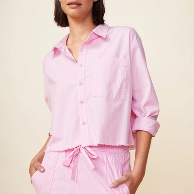 Shop Monrow Cropped Poplin Shirt In Pink Lavender