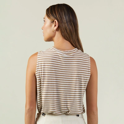 Monrow Stripe Muscle Tank In Sahara Stripe