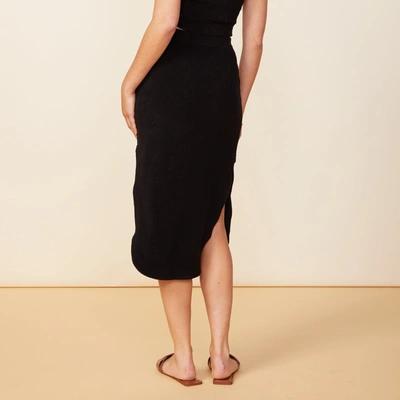 Monrow Terry Cloth Midi Skirt In Black